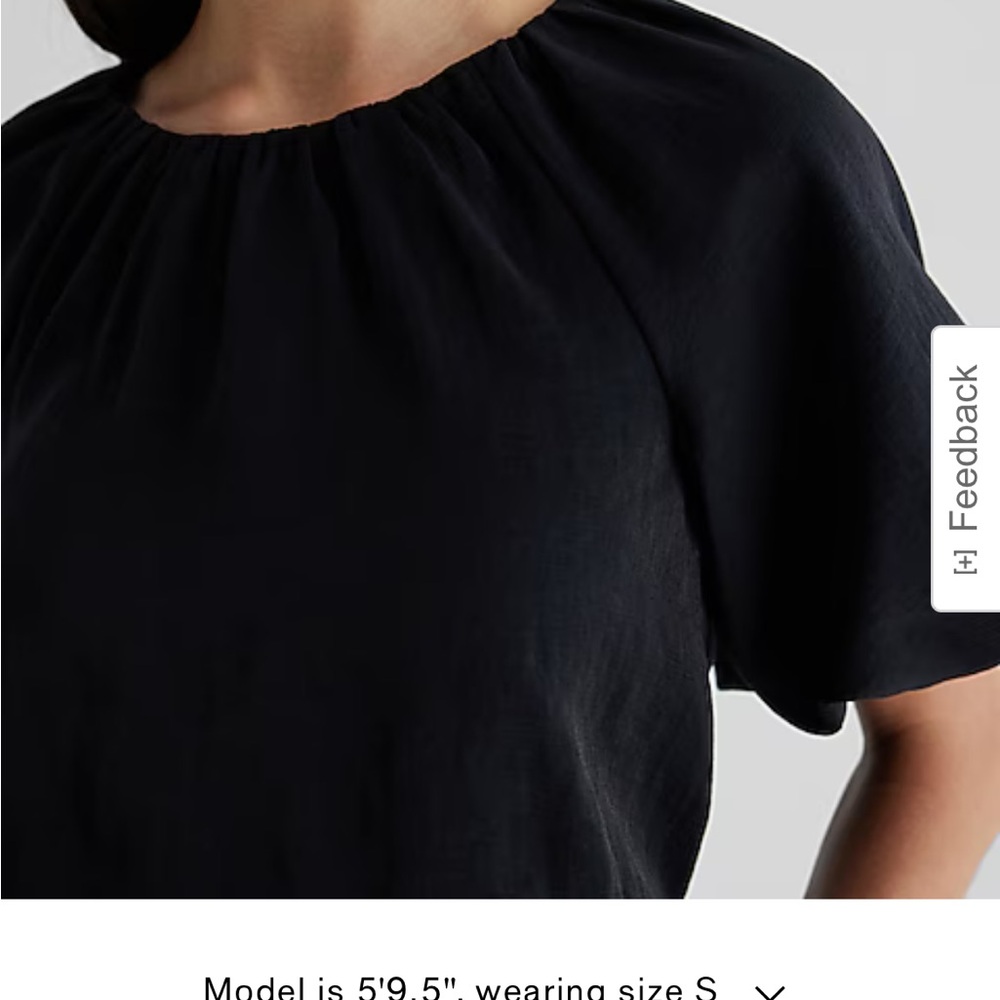 Large Express Gathered Neck Puff Sleeve Banded Bottom Top new - Picture 2 of 6